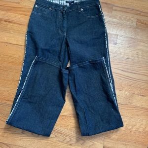 Burberry flared jeans w plaid piping
